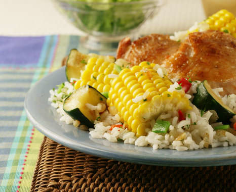 Sweet Corn, Chicken and Rice Skillet