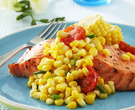 Sweet Corn and Tomato Sauté with Grilled Salmon