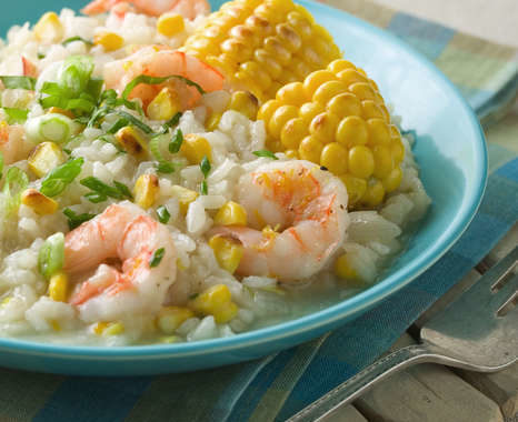 Grilled Sweet Corn and Shrimp Risotto