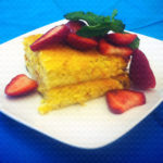 Sweet Corn Pudding with Macerated Strawberries